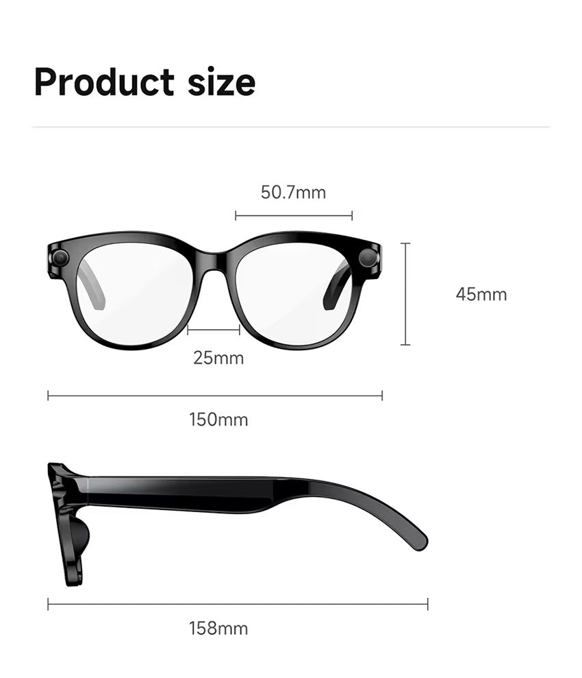 4K Smart Glasses with AI, Translation & Bluetooth Audio