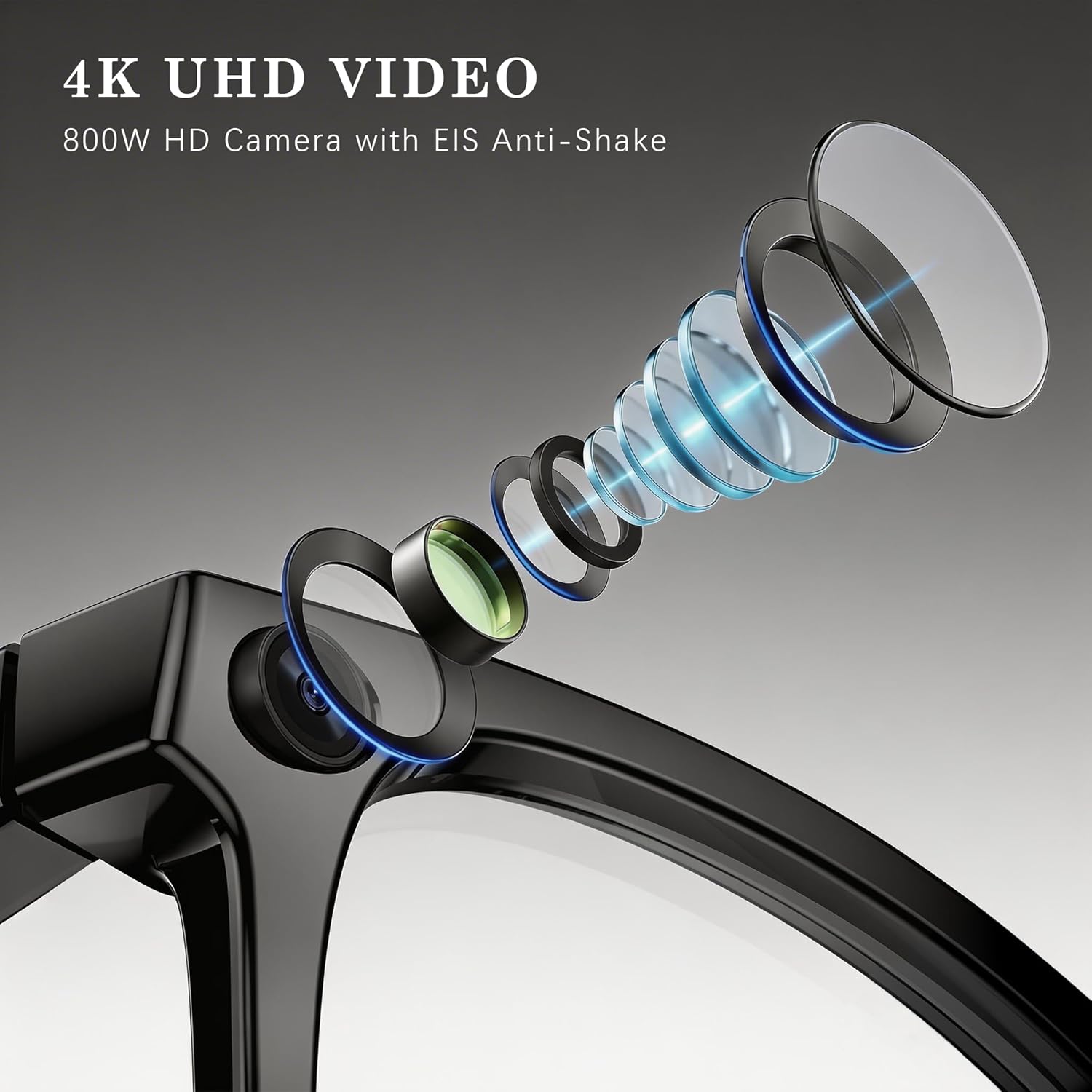 4K Smart Glasses with AI, Translation & Bluetooth Audio