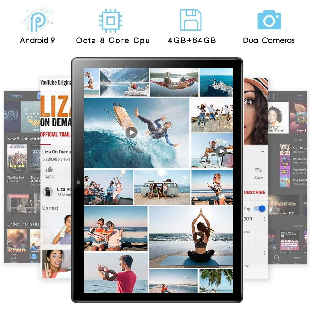 10.1" Android Tablet PC 6GB+128GB 4G LTE Octa-Core