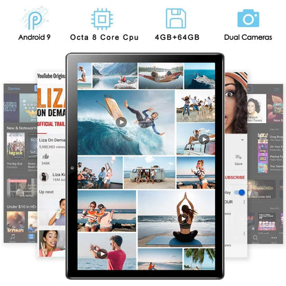 10.1" Android Tablet PC 6GB+128GB 4G LTE Octa-Core