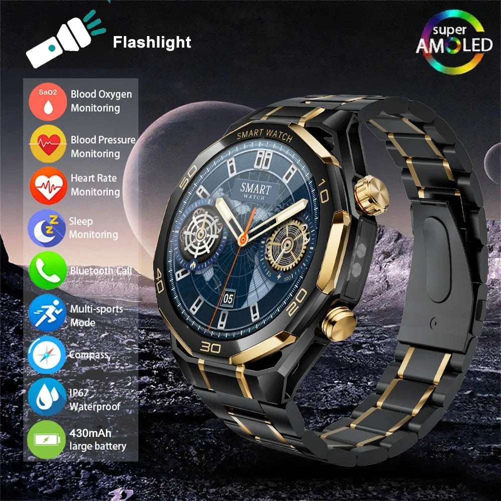 Men’s AMOLED Smartwatch Bluetooth Call With Flashlight